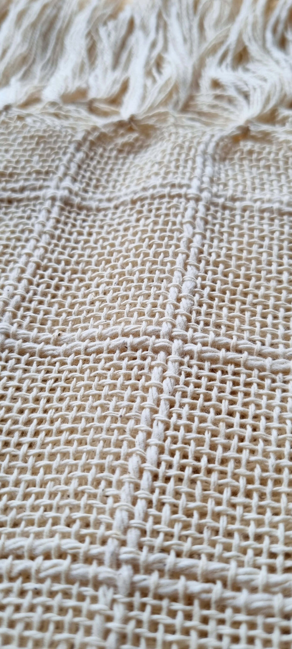 Manta palha de algodão cru tecida manualmente no tear manual 1,2×1,8m (2)