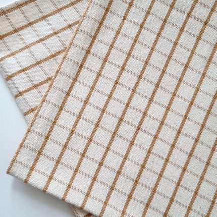 Jogo americano kit 6 lugares xadrez gride caramelo e cru com caminho de mesa