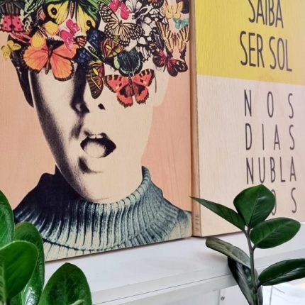 Quadro Impressão UV  Cabeça de flor de madeira 40x60