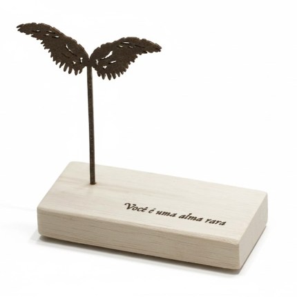 Enfeite mini escultura com frases Você é uma alma rara