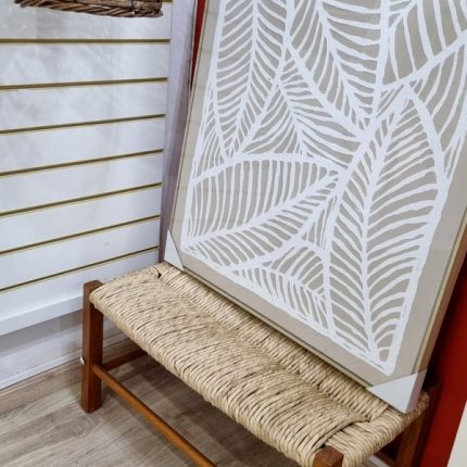 Quadro folhagem branco e bege com textura