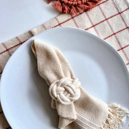 Jogo americano kit 6 lugares xadrez gride terracota + caminho de mesa