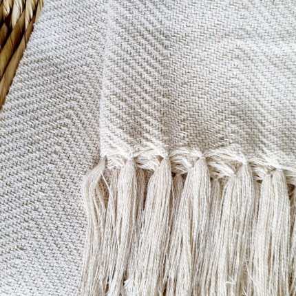 Manta de sofá decorativa artesanal cru palha escama de algodão