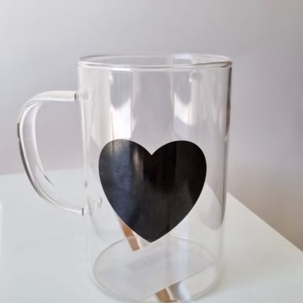 Caneca Coração vidro preta