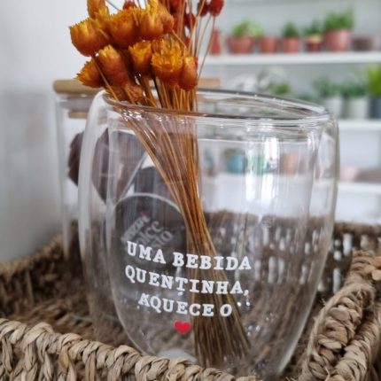 Copo parede dupla de vidro G Bebida quentinha