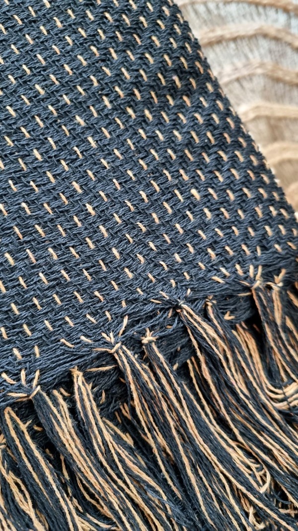 Manta preta e caramelo pontilhada 1,2×1,8 algodão tecida no tear mineiro (3)