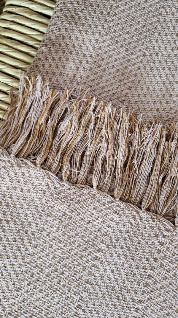 Manta rosa e caramelo pontilhada 1,2×1,8 algodão tecida no tear mineiro (1)