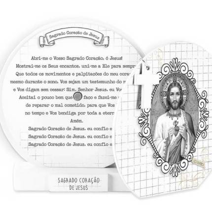 Relicário de ímã com oração do Sagrado Coração Jesus