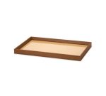Bandeja retangular mdf escura de rattan e vidro