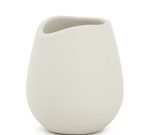 Vaso cachepô decorativo cinza P off white fosco de cerâmica fosca