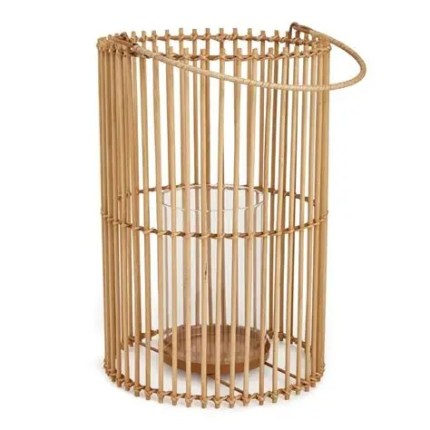 Lanterna de bambu com copo de vidro