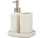 Kit para banheiro 3 peças branco de cerâmica rústica