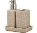 Kit para banheiro 3 Pçs bege em Polirresina