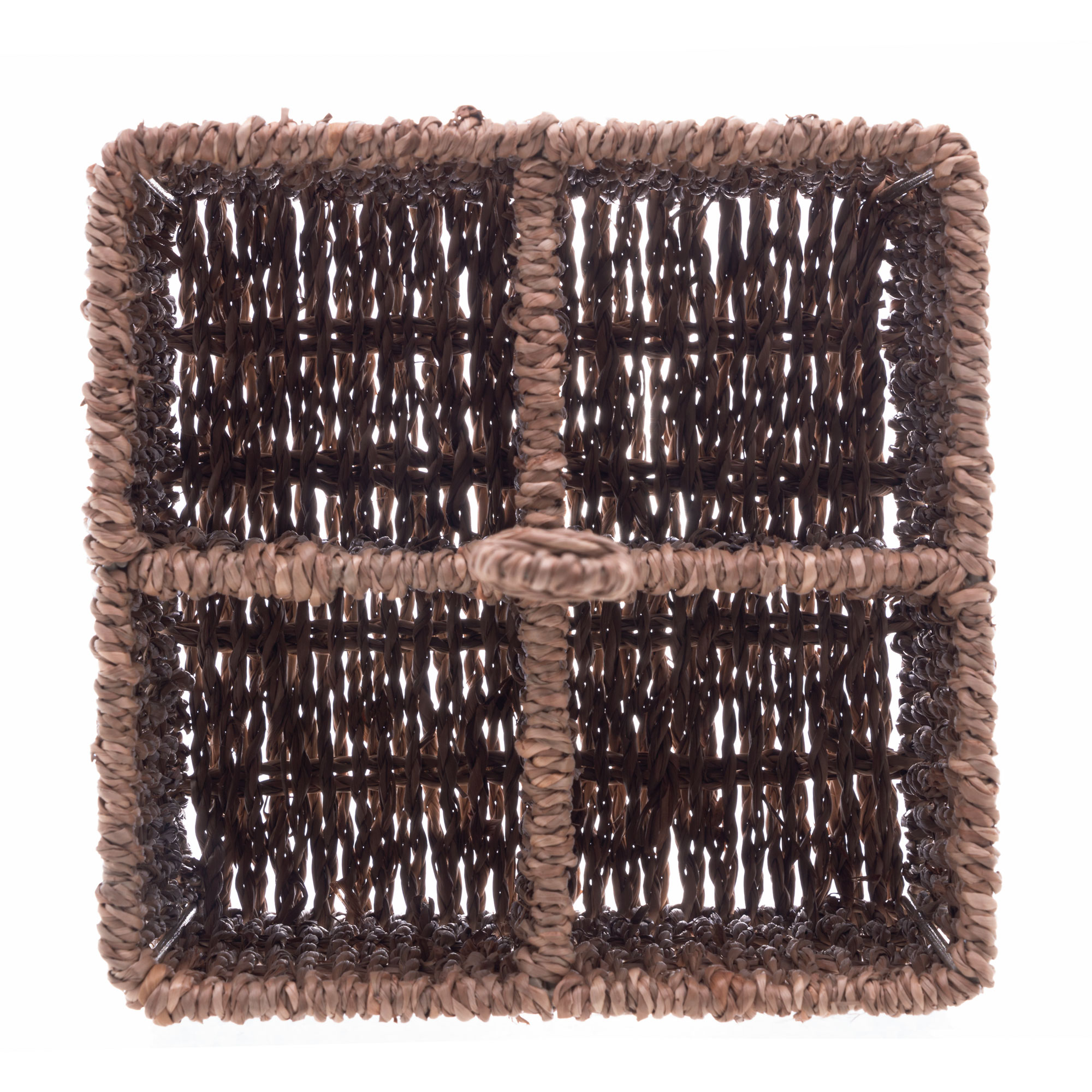 Cesto Organizador de Talheres de Mesa em Fibra Natural com 4 Divisões