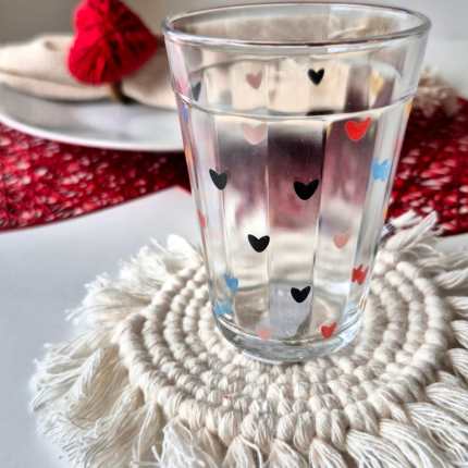 Copo colorido de vidro corações kit com 4