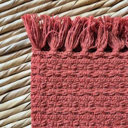 Tapetinho terracota dupla face de algodão artesanal no tear mineiro