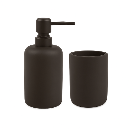 Porta-Sabonete Líquido Em Cimento + Copo Em Cimento preto