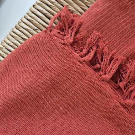 Manta grande para sofá 1,4x2,2 terracota de algodão para proteção lavável