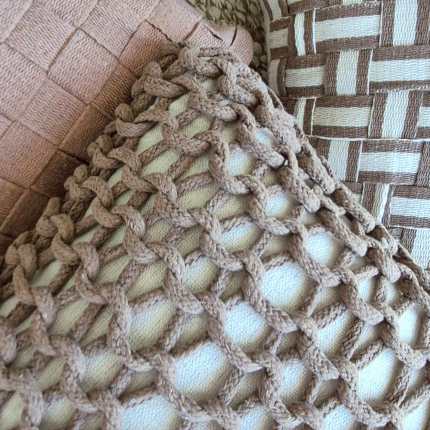 Capa de almofada decorativa bege corda artesanal 45×45 de algodão
