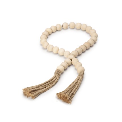 Colar de mesa decorativo  cru e bege em madeira e fibra