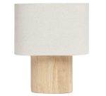 Luminaria de madeira e linho cinza