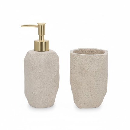 kit Porta-Sabonete Líquido + Copo  em cimento cinza