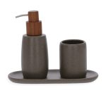 kit Para Banheiro 3 Peças Chumbo de polirresina e madeira