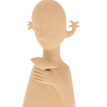 Escultura em Polirresina Menina com Pássaro