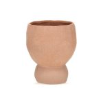 Vaso cachepô decorativo bege de cerâmica rústica