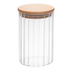 Pote Hermético Cilindríco de Vidro com Tampa de Bambu