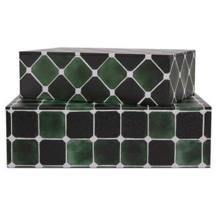 Caixas Kit Verde em mdf e canvas retrô