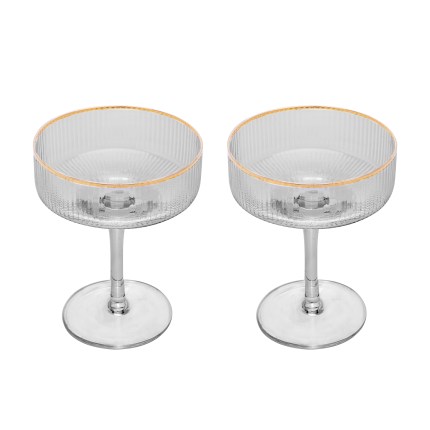 Conjunto 2 Taças de Vidro Borda Dourada 200 ml