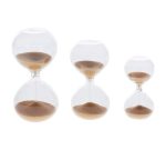 Ampulhetas mini de Vidro bege kit 3 Pçs