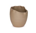 Vaso cachepô decorativo bege orgânico de cerâmica rústica