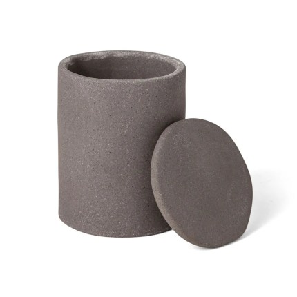 Pote Decorativo em Cimento Com Tampa cinza chumbo