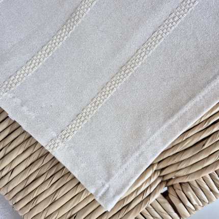 Toalha de mesa 8 lugares retangular cru artesanal no tear mineiro