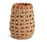 Vaso cachepô de cerâmica barro e fibra trama de papel