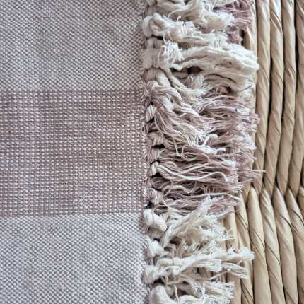 Tapetinho kit com 2 rosa listras com franja torcida