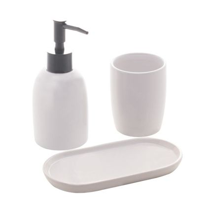 Kit para banheiro off white 3 peças em cerâmica