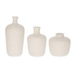 Vaso cachepô decorativo branco kit com 3 Minivasos de cerâmica rústica