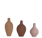Vaso cachepô decorativo tons terrosos kit com 3 Minivasos de polirresina
