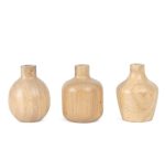 Vasos cachepôs decorativos bege kit com 3 Minivasos em madeira