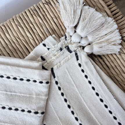 Manta de sofá decorativa preta new com tassel artesanal de algodão