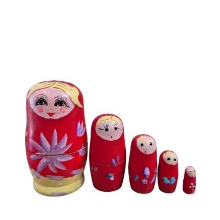 Enfeite de mesa matrioskas vermelhas kit com 5